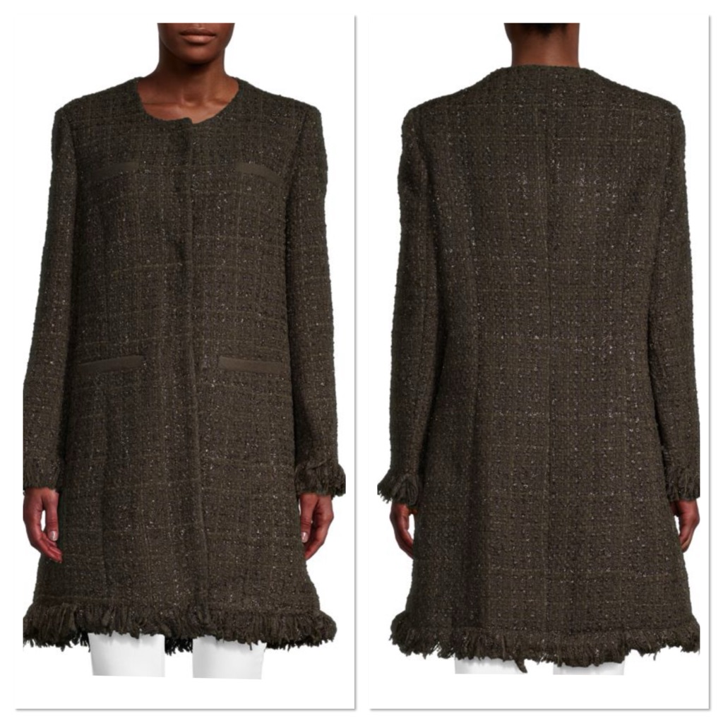 Vertigo Fringed Crewneck Jacket Sz S Color Black Coffee Nwt